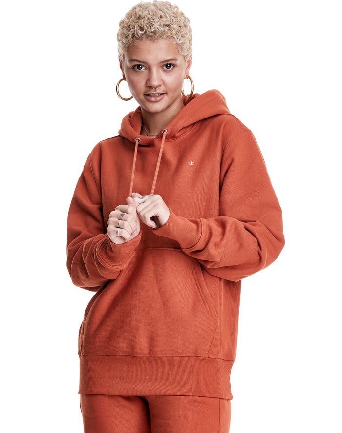 Champion Womens Hoodie NZ - Reverse Weave Boyfriend Coral ( 6498-GRKXW )